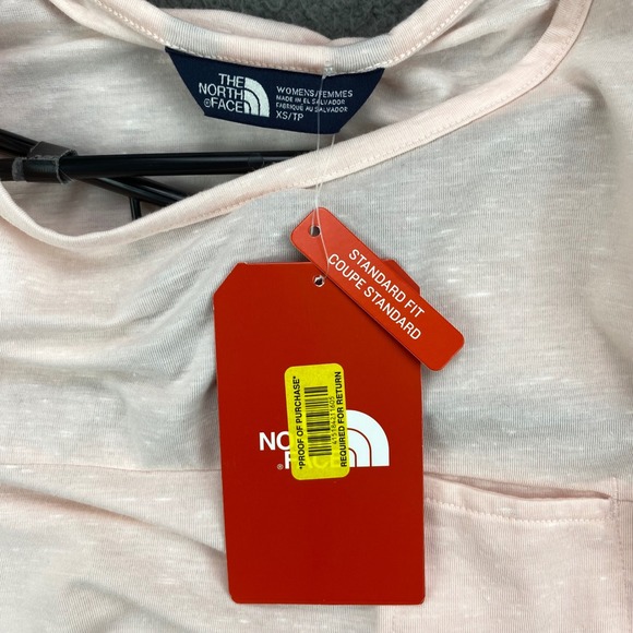 The North Face Womens Shirt XS Pink Short Sleeve Pocket Standard Fit‎ Tee NWT - Picture 2 of 8